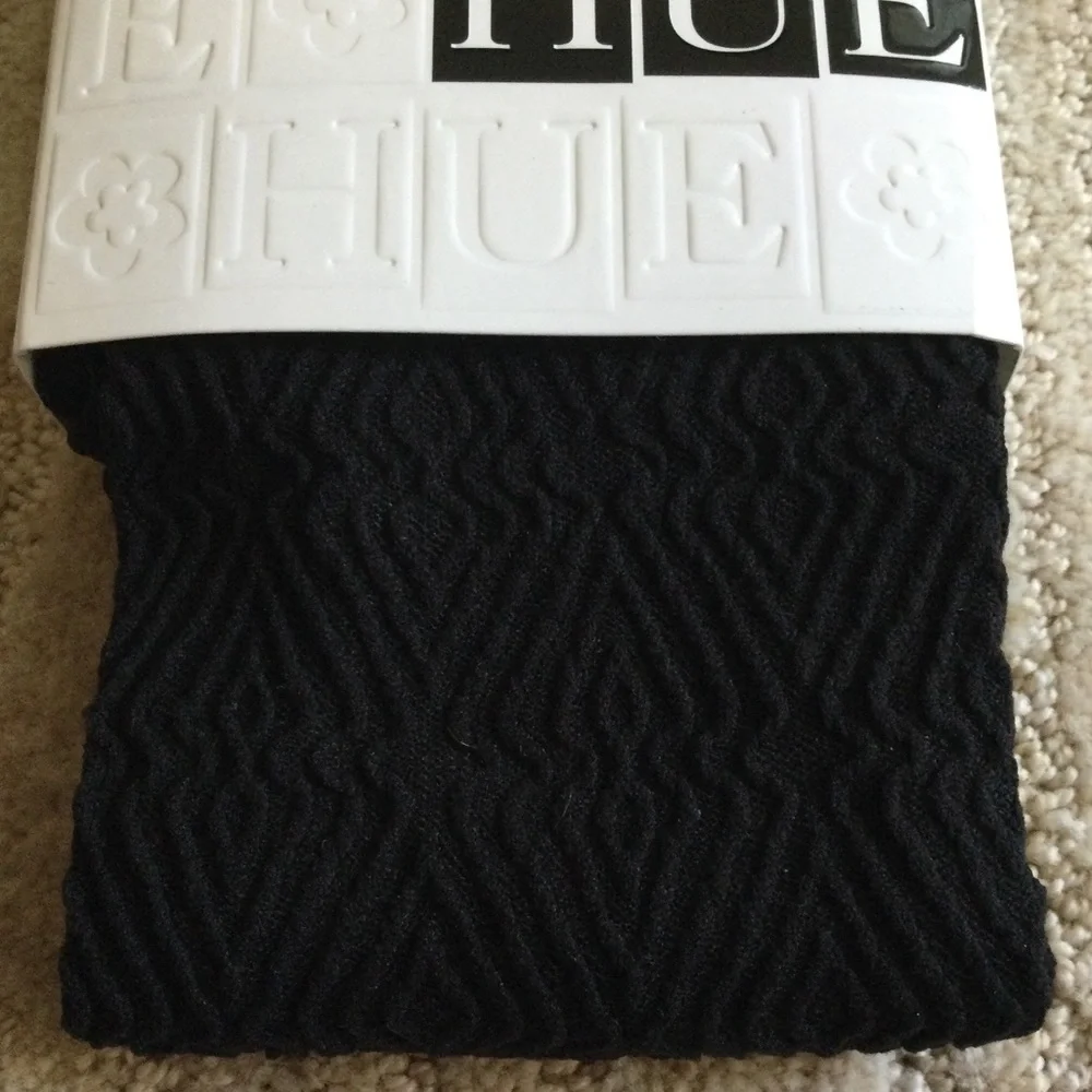 HUE Diamond Textured Tights with Control Top Black Size S | M